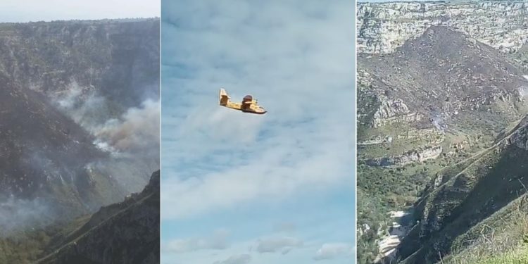 Avola. Brucia la riserva di Cavagrande, richiesto l’intervento dei canadair per spegnere le fiamme