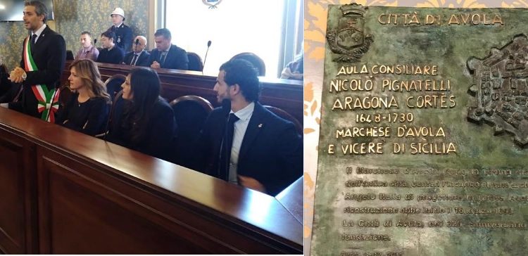 Avola, cerimonia di intitolazione dell’aula consiliare a Nicolò Pignatelli Aragona Cortes